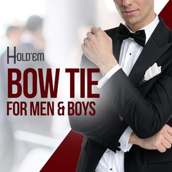 HOLD'EM Bow Tie Boys and Baby Satin Solid Color Adjustable Pre-tied - Light Pink - Picture 7 of 7